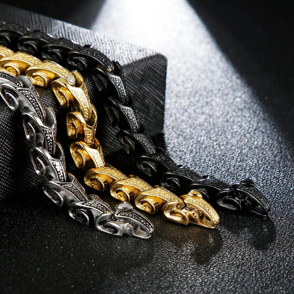 Dragon Scale Dragon Bracelet - Large Stainless Steel Viking Bracelet For Men