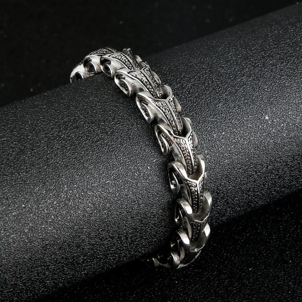 Dragon Scale Dragon Bracelet - Large Stainless Steel Viking Bracelet For Men