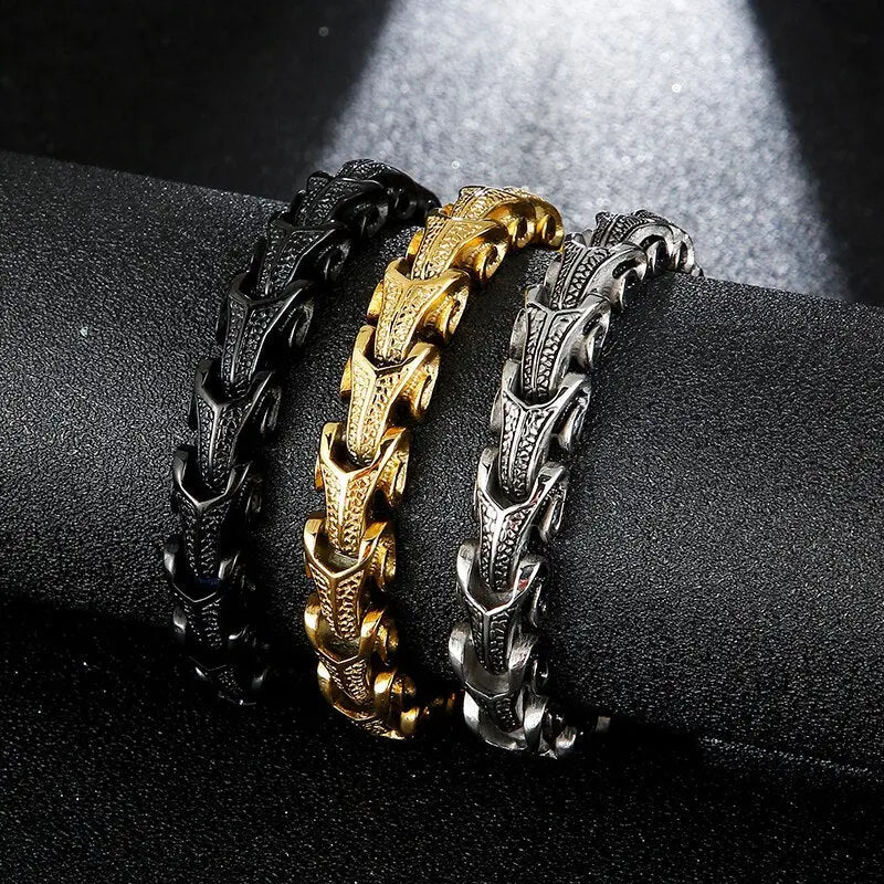 Dragon Scale Dragon Bracelet - Large Stainless Steel Viking Bracelet For Men