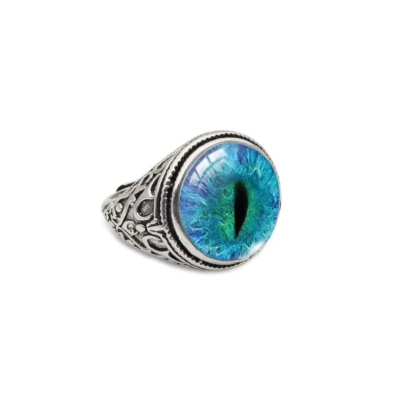 Evil Dragon Eye Ring - Adjustable Medieval Signet Gothic Ring