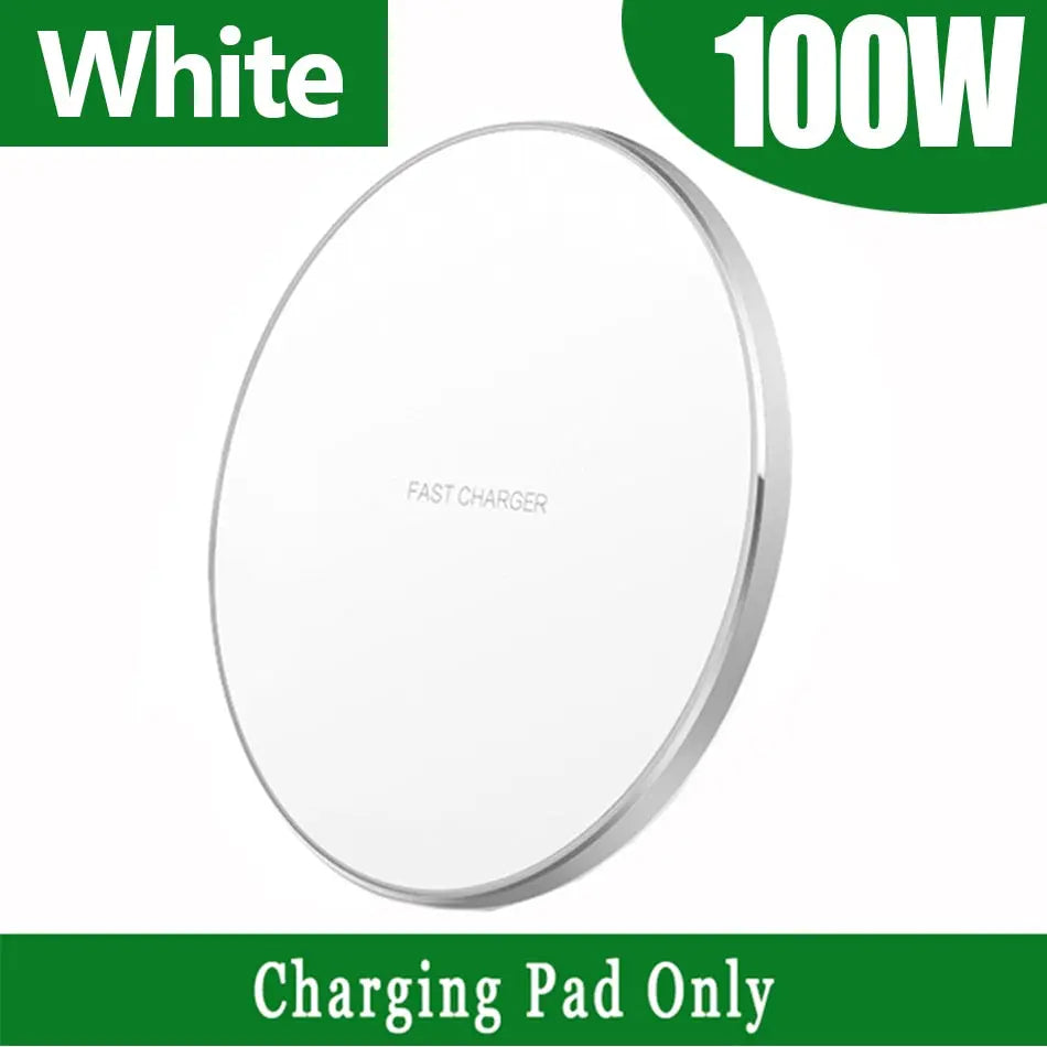 Fast Wireless Phone Charger - 100W Charger with Indicator, Black Charging Pad With Light Up LED Rim for iPhone 11, 12, 13, 14, Pro, Pro Max, Plus, SE Samsung Galaxy Xiaomi Google Pixel