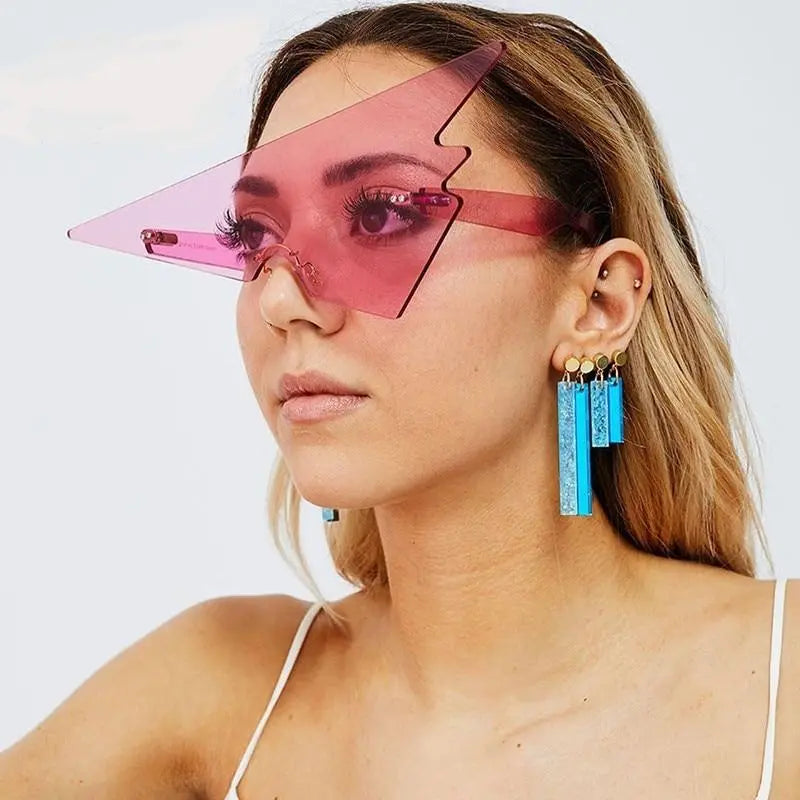 High Arrow  - Triangle Shaped Oversized Shield Sunglasses Flat Top Shield Visor Sunglasses