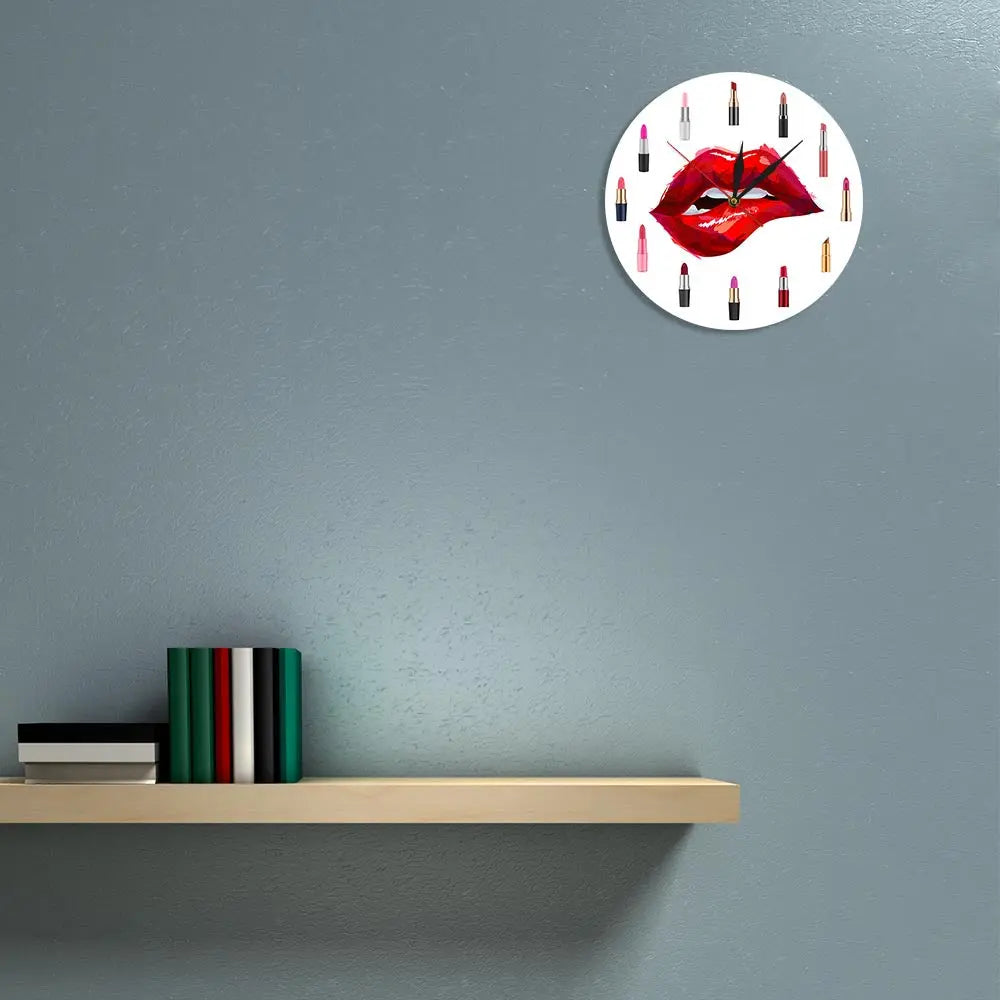 Lip Service - Red Lipstick Makeup Art Wall Clock Decoration