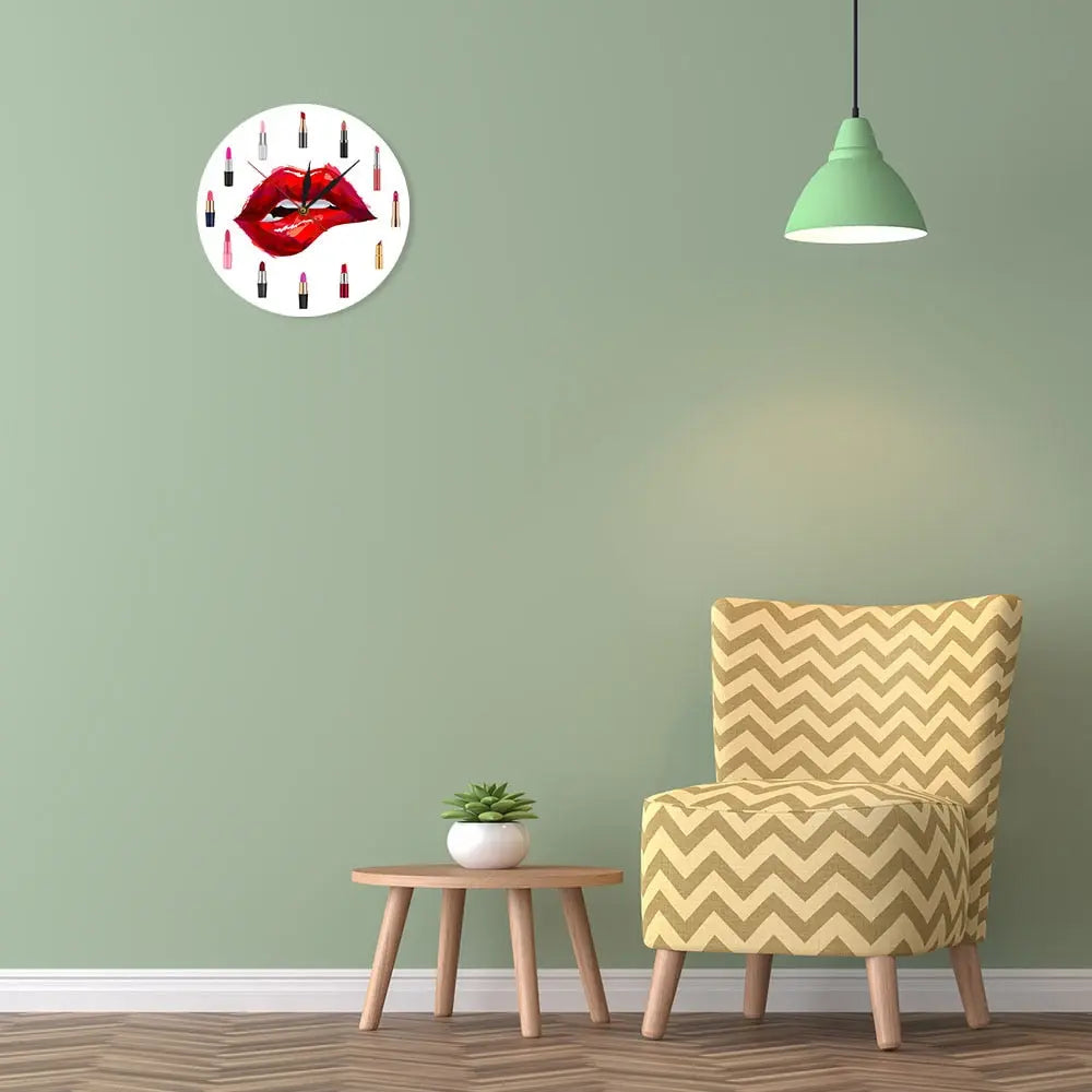 Lip Service - Red Lipstick Makeup Art Wall Clock Decoration