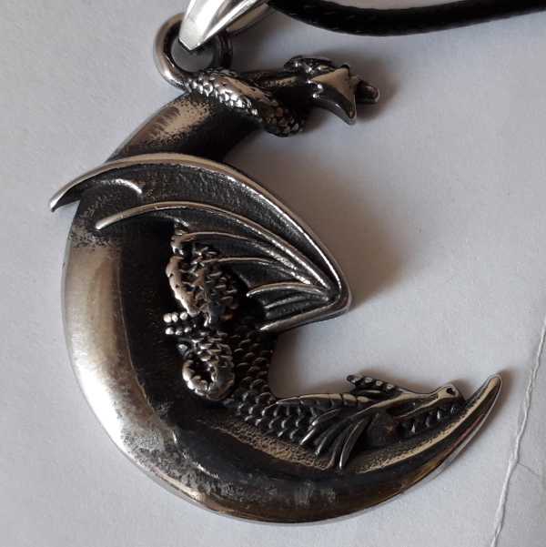 Lunagosa Vintage Dragon Necklace - Dreaming Dragon On Moon