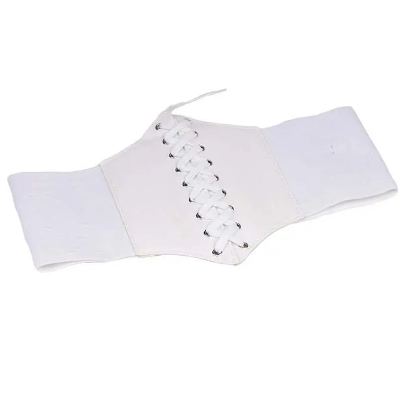 Shaping Elastic Corset - Adjustable Wide PU Leather Waist Band with Lace