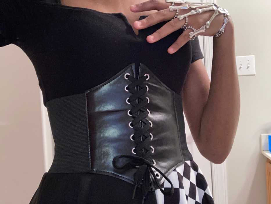 Shaping Elastic Corset - Adjustable Wide PU Leather Waist Band with Lace
