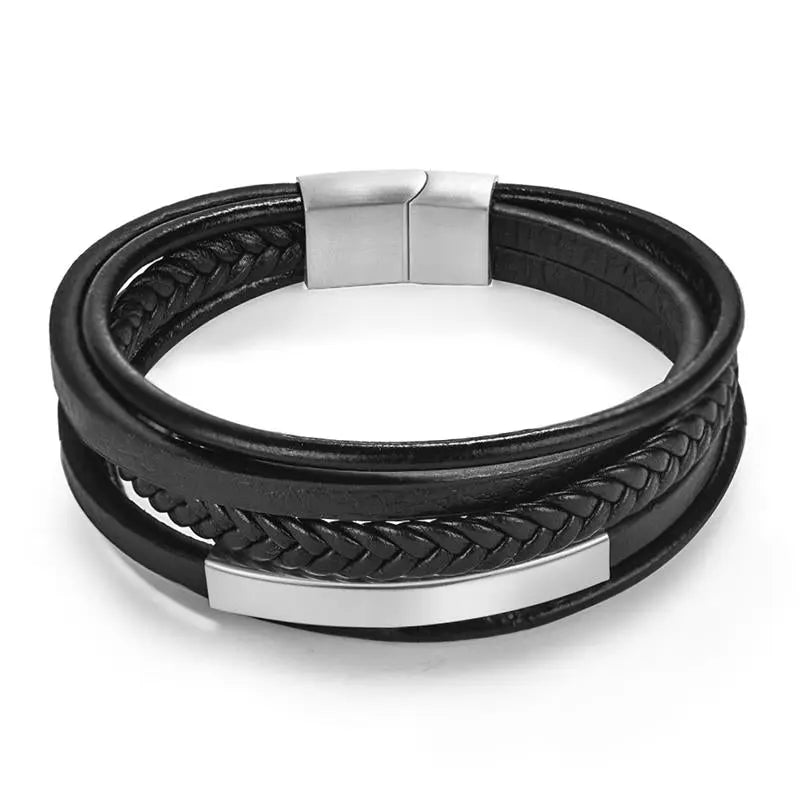 Valknut Bracelet Leather Viking Bracelet for Men - Braided Leather Bracelet for Men