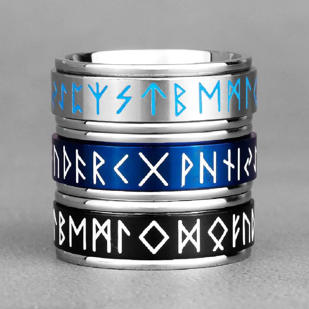 Viking Runic Ring - Mens Spin Rings Glow In the Dark Rings for Men