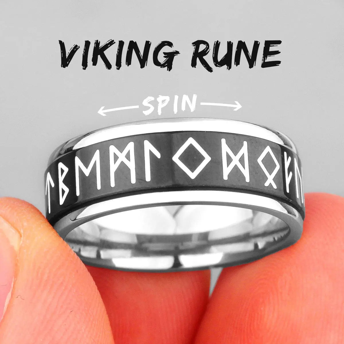 Viking Runic Ring - Mens Spin Rings Glow In the Dark Rings for Men