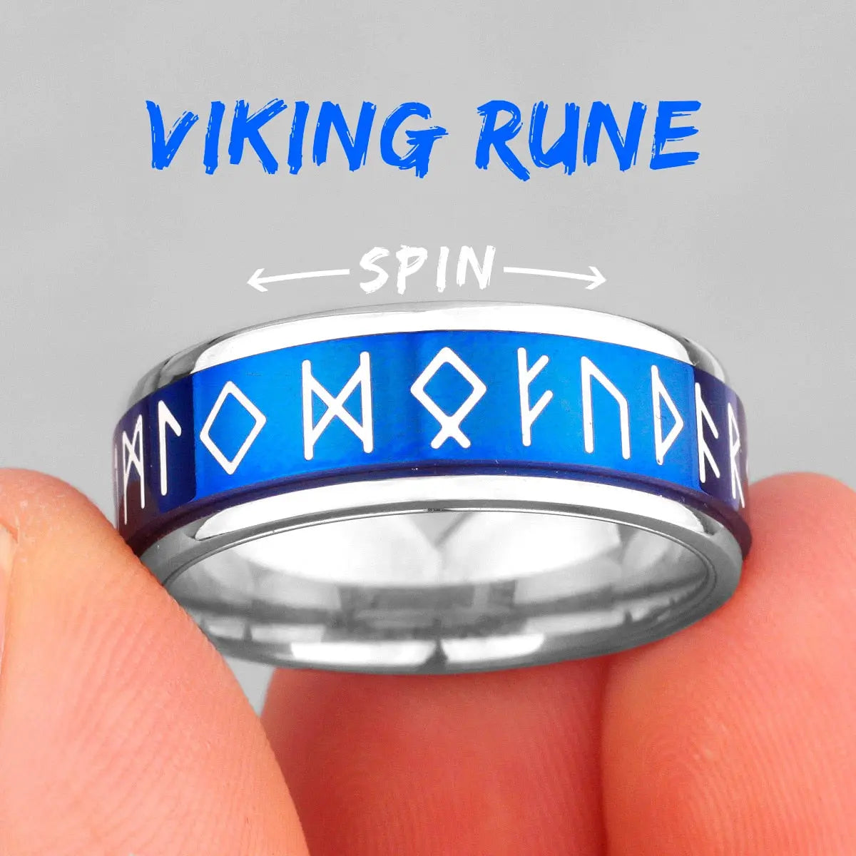 Viking Runic Ring - Mens Spin Rings Glow In the Dark Rings for Men