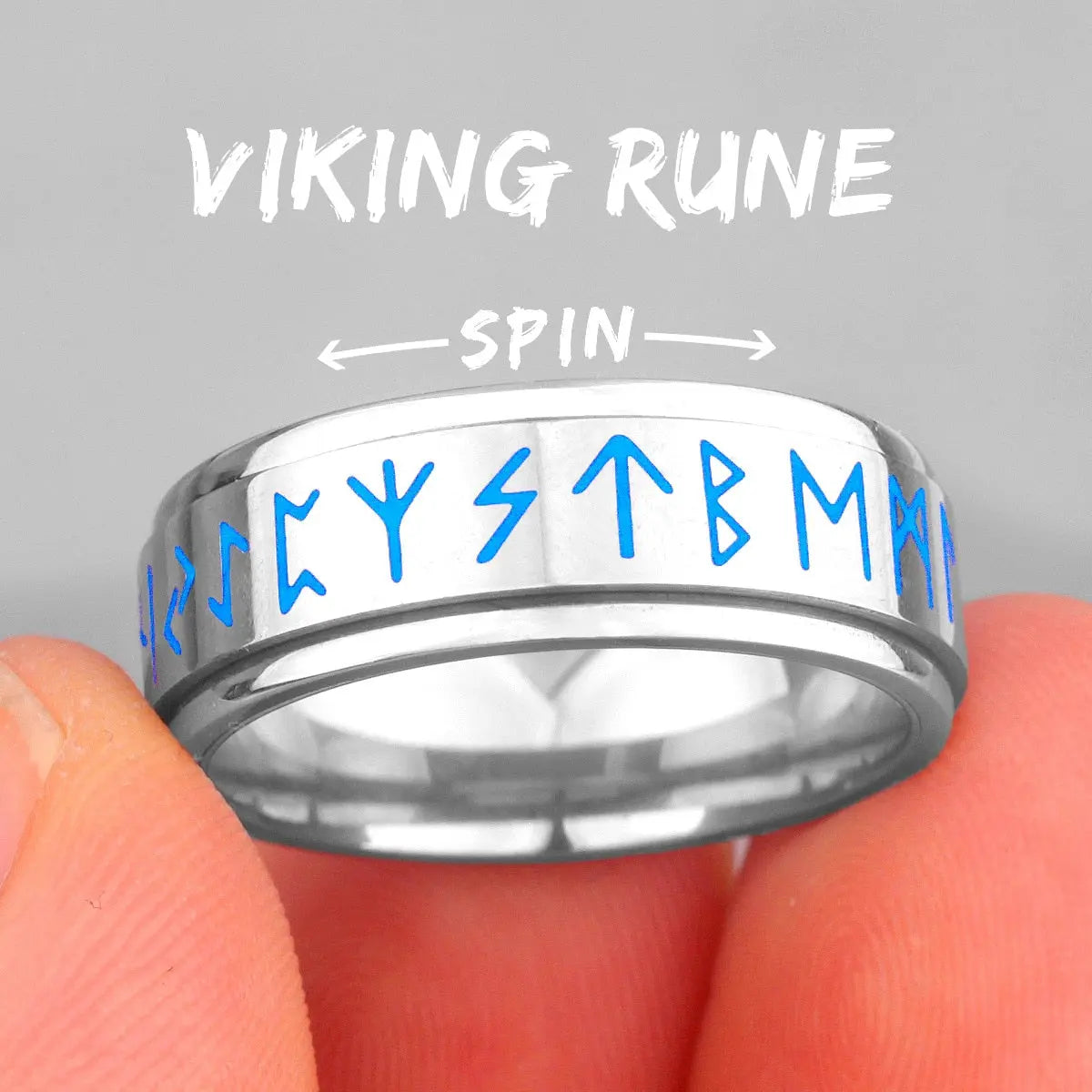 Viking Runic Ring - Mens Spin Rings Glow In the Dark Rings for Men