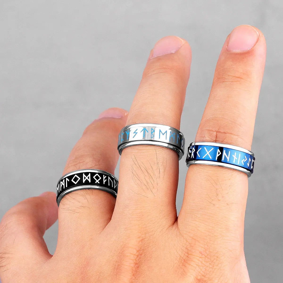 Viking Runic Ring - Mens Spin Rings Glow In the Dark Rings for Men