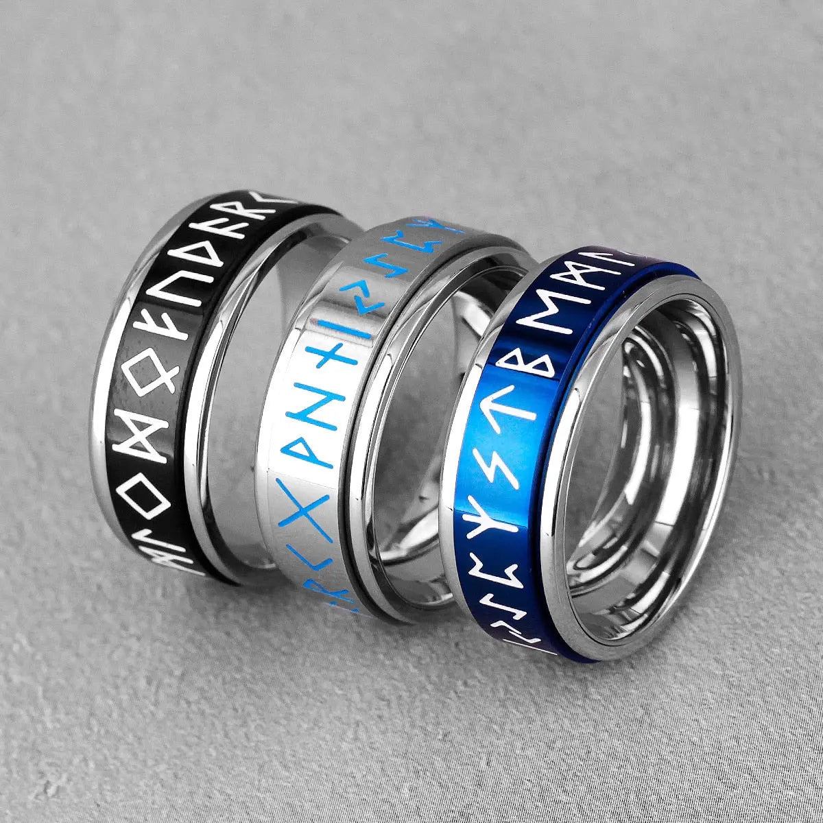 Viking Runic Ring - Mens Spin Rings Glow In the Dark Rings for Men