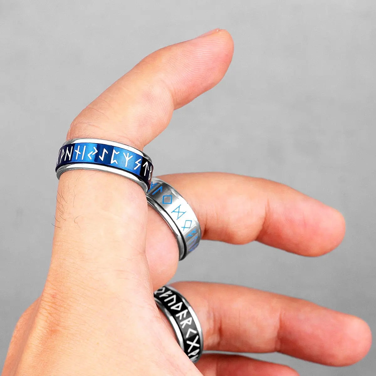 Viking Runic Ring - Mens Spin Rings Glow In the Dark Rings for Men