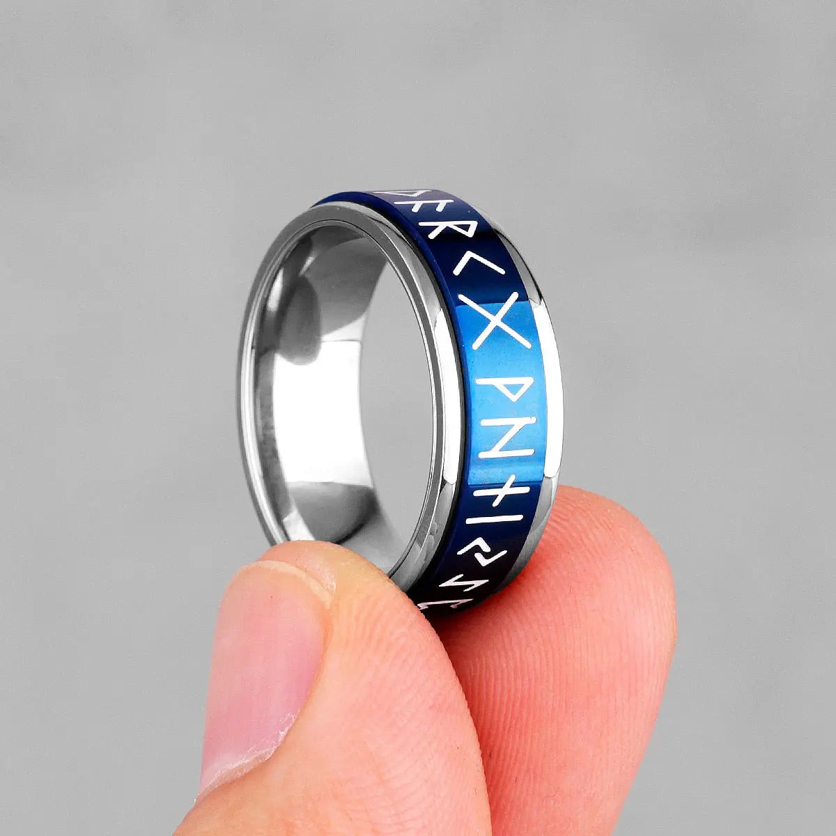 Viking Runic Ring - Mens Spin Rings Glow In the Dark Rings for Men