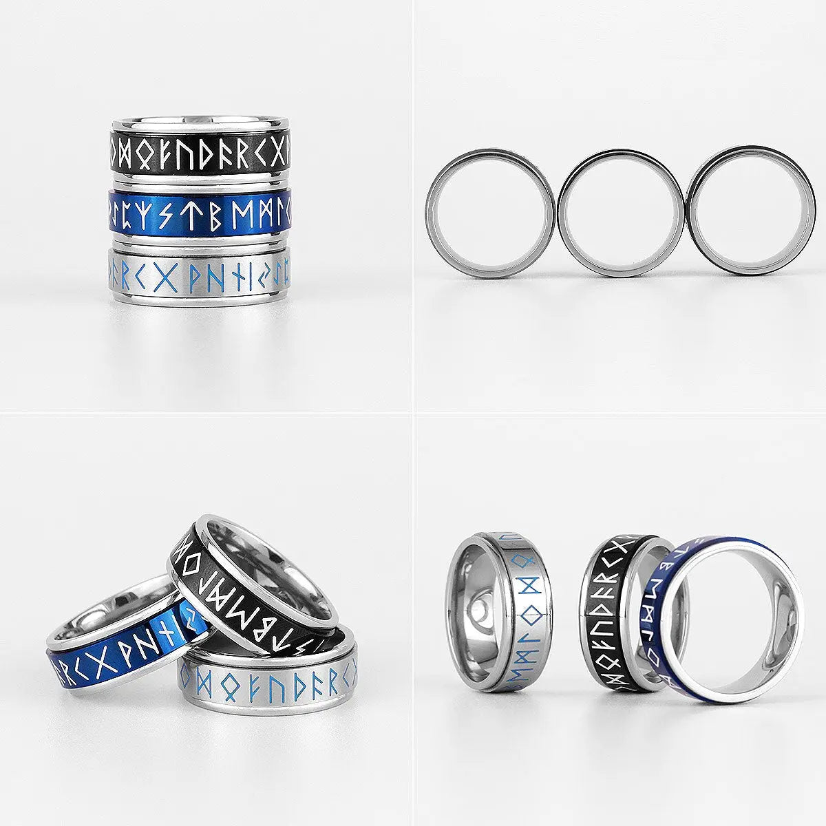 Viking Runic Ring - Mens Spin Rings Glow In the Dark Rings for Men