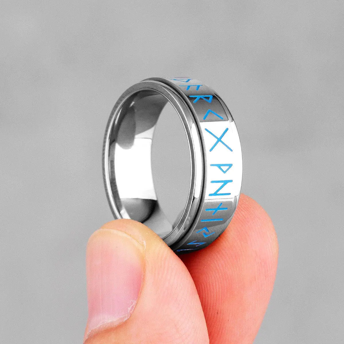 Viking Runic Ring - Mens Spin Rings Glow In the Dark Rings for Men