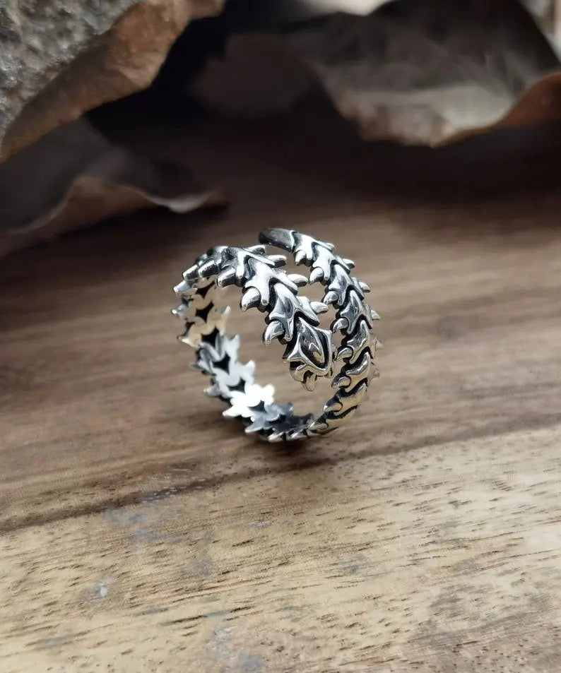 Vintage Dragon Spine Dragon Bone Ring - Open Adjustable Gothic Ring for Women and Men
