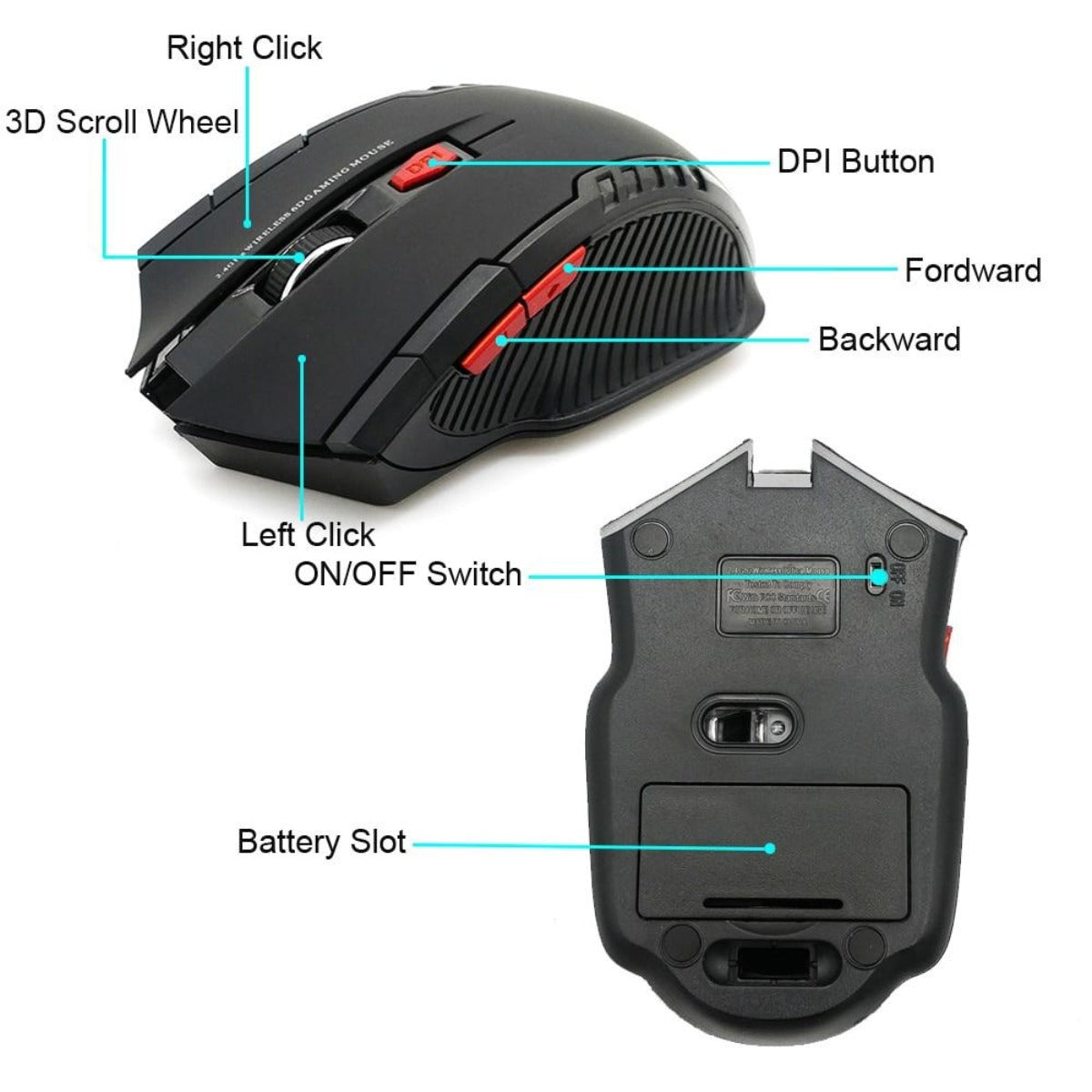 2.4GHz Wireless Mouse with USB Receiver