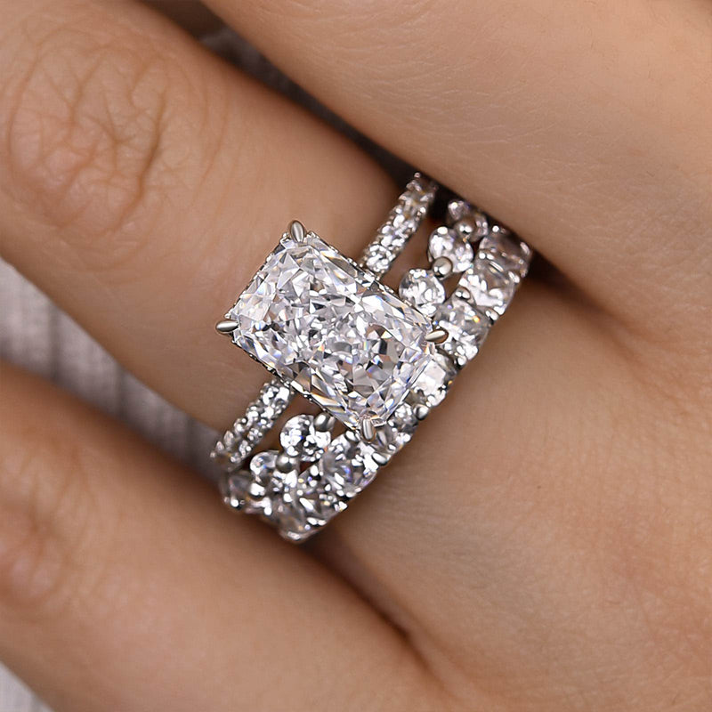 Louily Enchanting Radiant Cut 3PC Wedding Ring Set