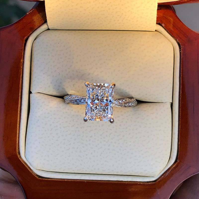 Louily Lovely Twist Crushed Ice Radiant Cut Engagement Ring