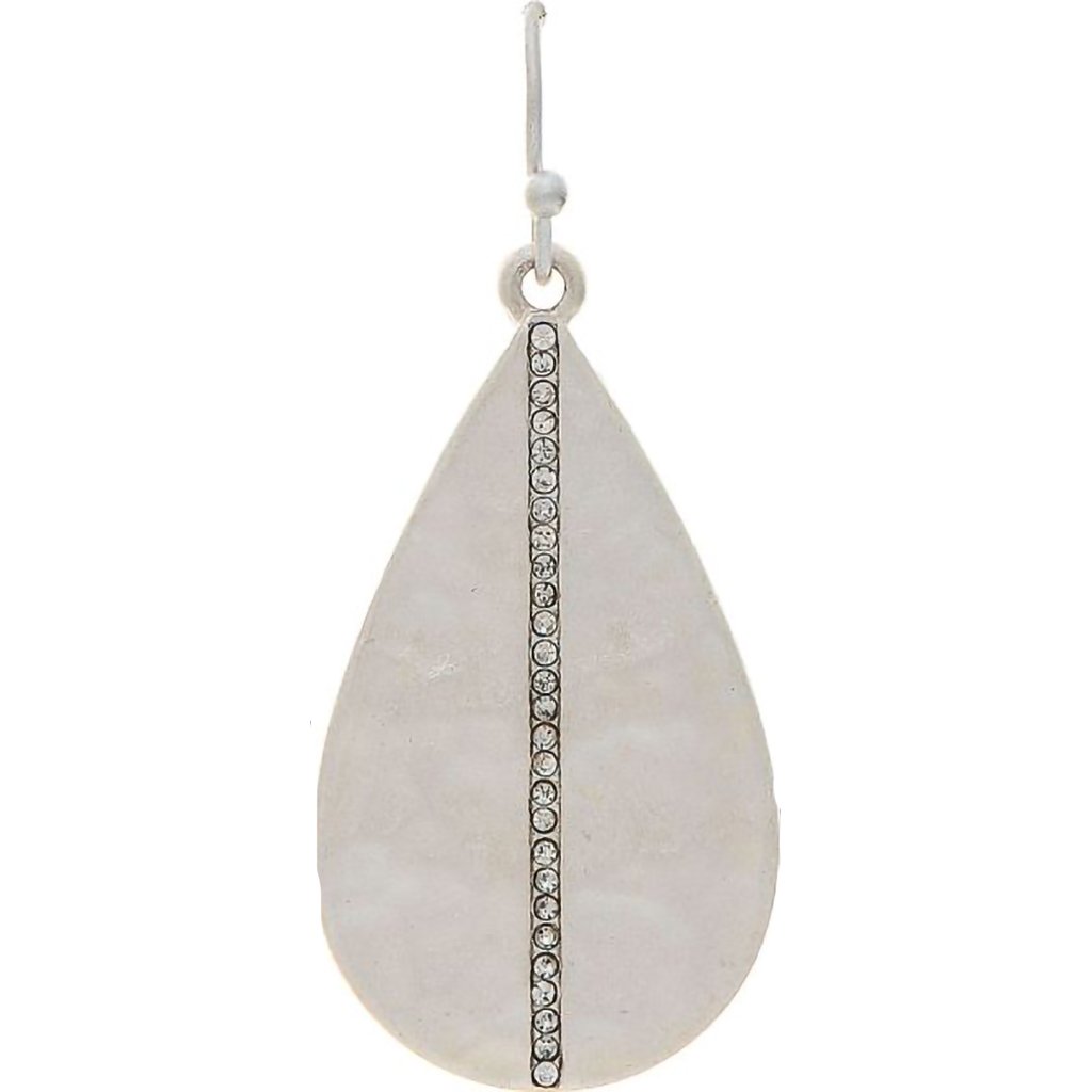 Rain :  Matte Silver Crystal Stripe Teardrop Earring