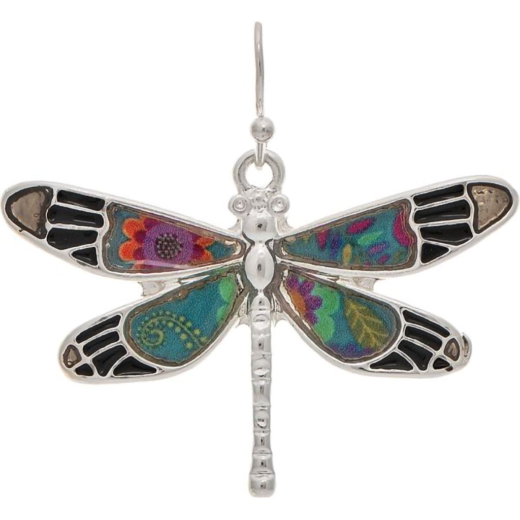 Rain :  Silver Multicolor Enamel Dragonfly Earring