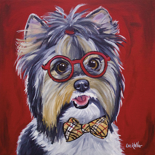 Yorkie Glasses And Bowtie