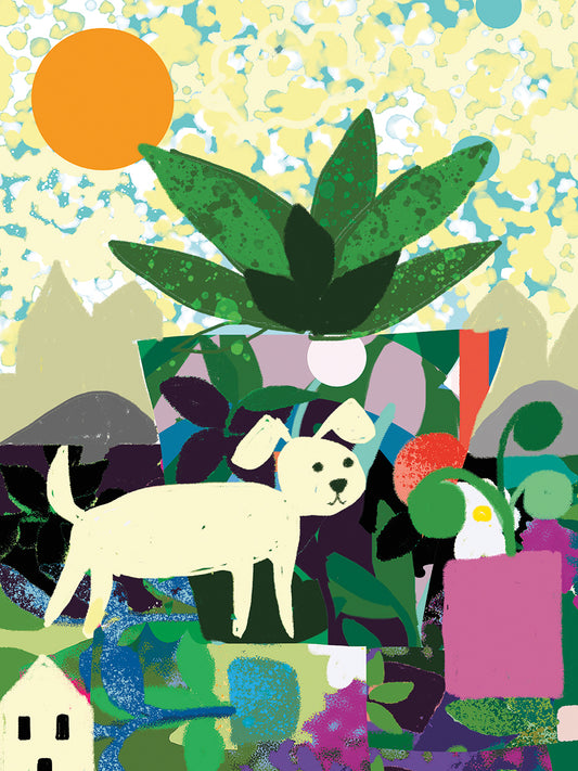 Collage With Dog And Plants