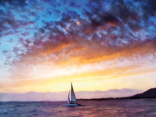 Solitary Sailboat Sunset