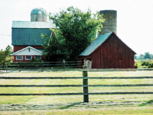 Red Barn Behind The Corral