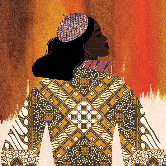 Girlie Girl by Nikki Chu is a colorful and chic multicultural figure painting printed on canvas or framed canvas