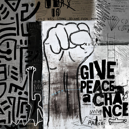 Give Peace a Chance by Nikki Chu is a multicultural urban inspired painting printed on canvas or framed canvas