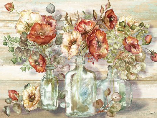 Spice Poppies and Eucalyptus in bottles Landscape