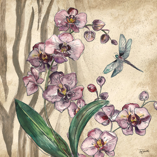 Boho Orchid & Dragonfly I