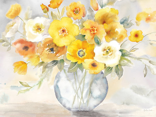 Bright Poppies Vase yellow gray
