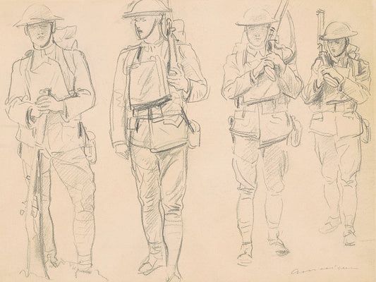 Studies for ‘Entering the War’ (recto) (1918)
