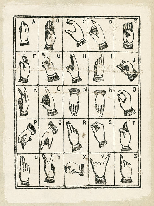 Vintage Sign Language Alphabet