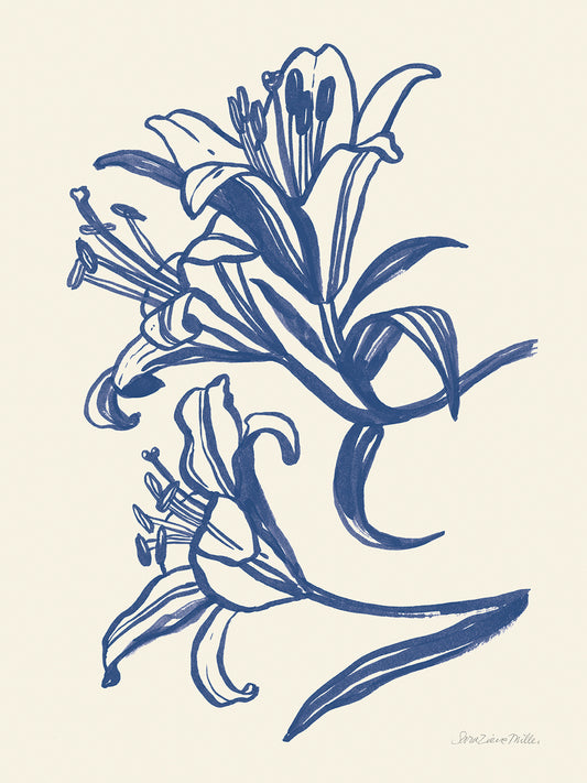 Ink Lilies II Blue