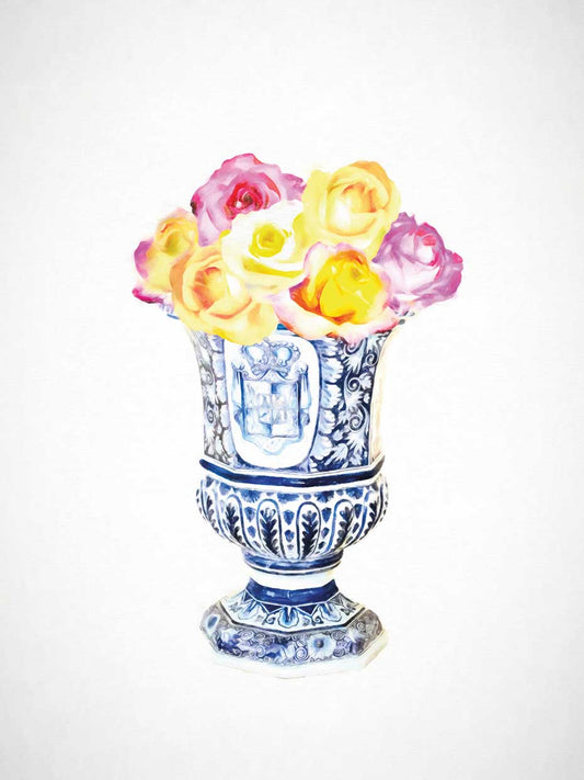 Roses in Chinoiserie Vase Still Life 18x24 wall art