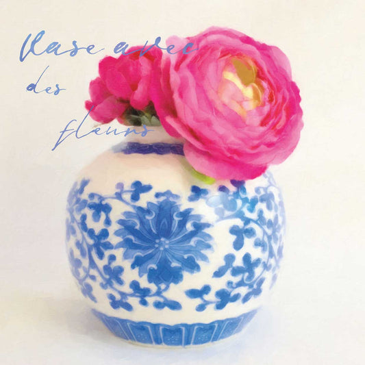 China Bleu Series Vase with Flowers 24x24