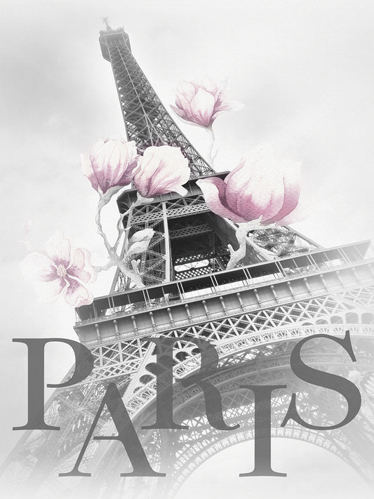 PARIS Magnolia Eiffel Tower - black & white / rose
