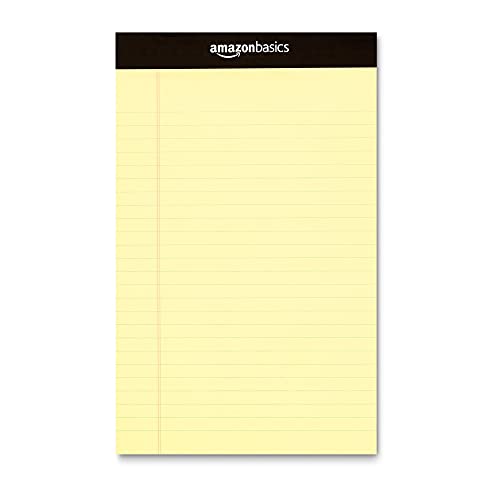 Amazon Basics Narrow Ruled 5 x 8-Inch Writing Pad - Canary (50 Sheet Paper Pads, 12 pack)