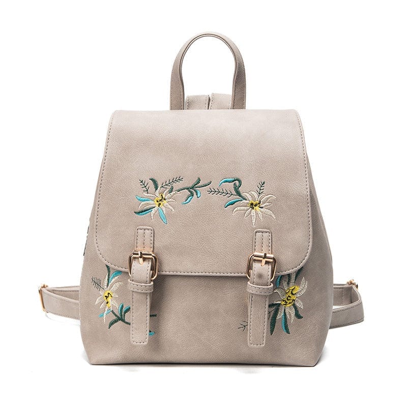 Embroidered Folk Style Fashion Leather Backpack