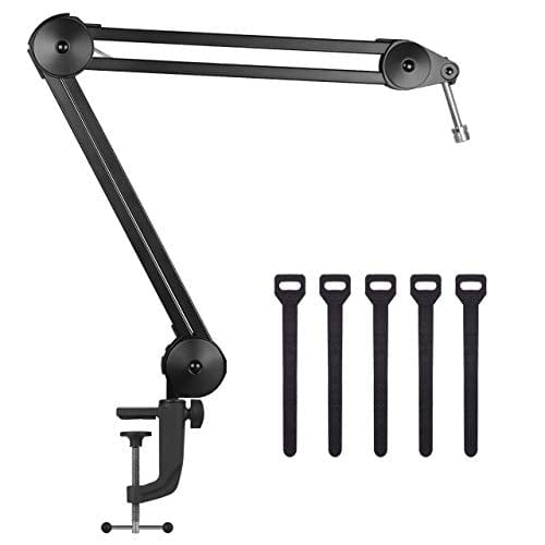 nnoGear Microphone Arm Stand, Heavy Duty Mic Arm Microphone Stand Suspension Scissor Boom Stands with Mic Clip and Cable Ties