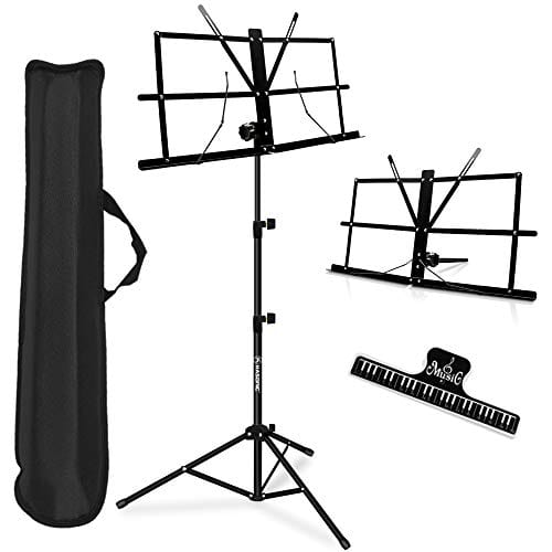 Music Stand, Kasonic 2 in 1 Dual-Use Folding Sheet Music Stand & Desktop Book Stand, Portable and Lightweight with Music Sheet Clip