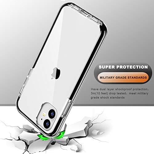 COOLQO Compatible for iPhone 11 Case, with [2 x Tempered Glass Screen Protector] Clear 360 Full Body Coverage Hard PC+Soft Silicone