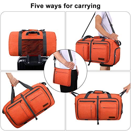 Travel Duffel Bag, 55L Foldable Duffle Bag with Shoes Compartment Packable Weekender Bag for Men Women Water-proof