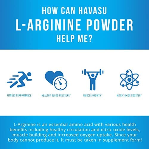 Havasu Nutrition Extra Strength L-Arginine Pre Workout Powder; 1200 mg Nitric Oxide Supplement for Muscle Growth and Energy; 30 Servings (3.7 G)